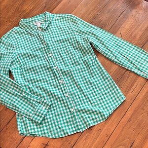 Old Navy Green and White Gingham Button-Down Shirt
